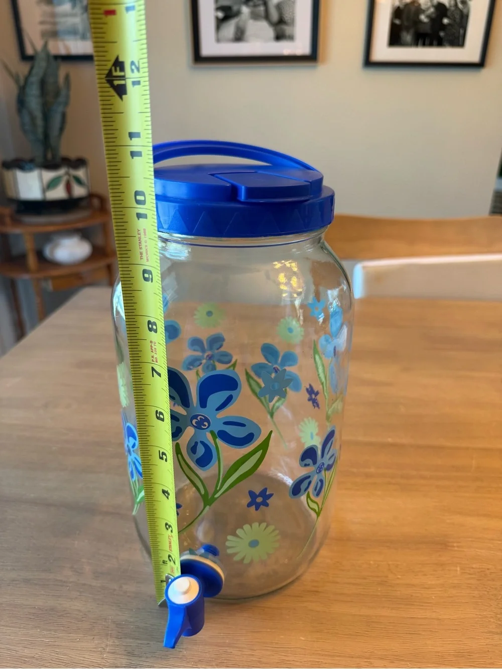 Vintage glass sun tea retro floral glass dispenser with lid
